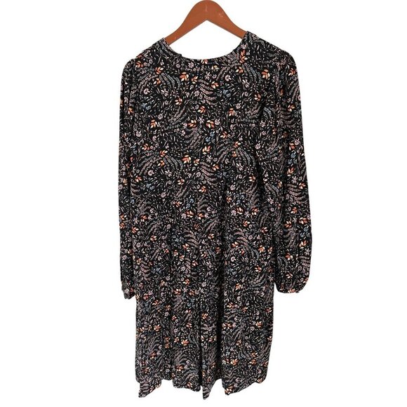 Maeve Black Floral Print Long Sleeve Mini Dress Size Med - Picture 6 of 10